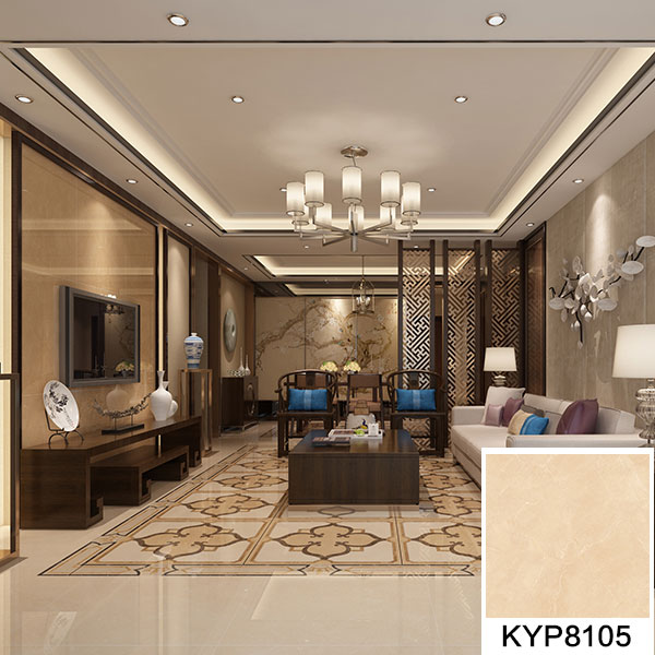 02 香蕉APP直播陶大理石瓷砖：世纪米黄 KYP8105地面铺贴效果图